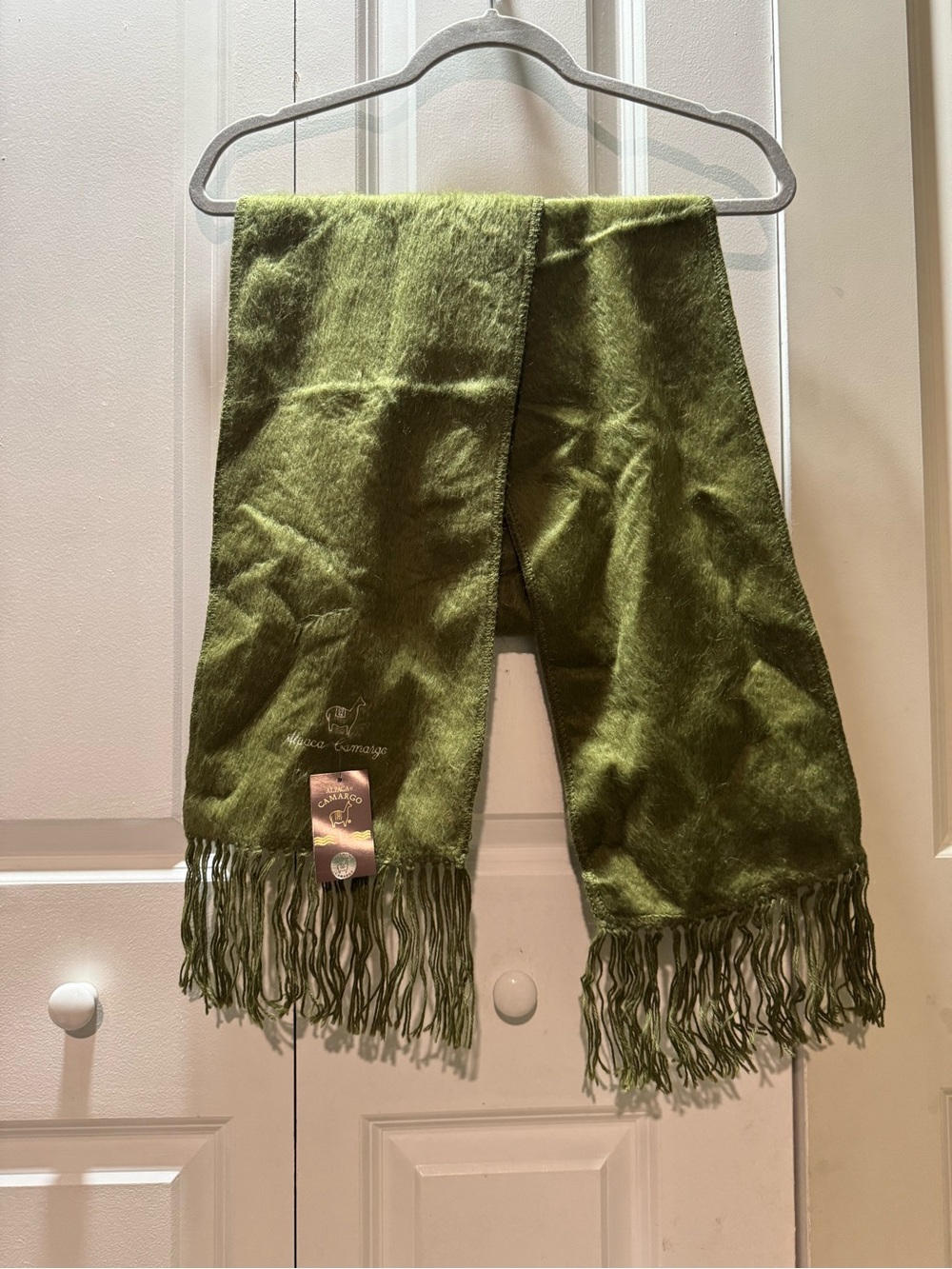 Olive Green Fringe Wrap Scarf - Unbranded